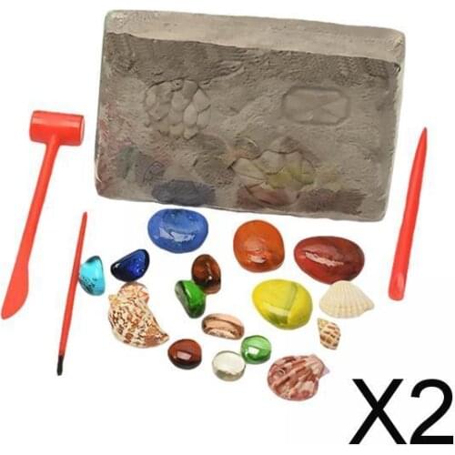 2xCrystal Gemstone Mining Digging Kit Kids DIY Excavation Treasure Toy Set