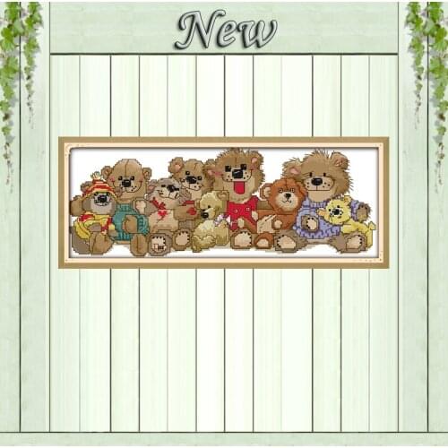 Baby bears cartoon home Decor painting counted print on the canvas DMC 11CT 14CT kit DIY Cross Stitch embroidery needlework Sets