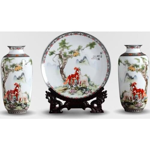 Jingdezhen Antique Ceramic Vase And Plates Set Chinese Vases