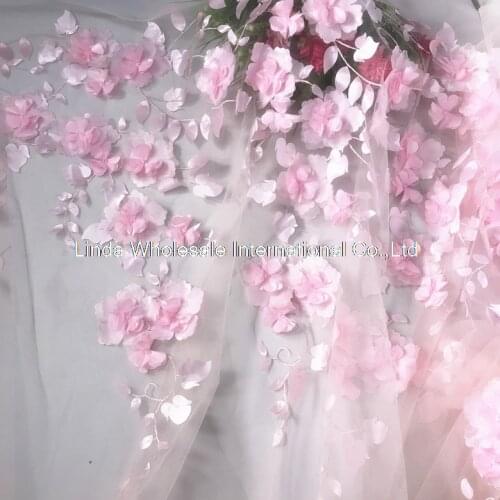 New 3D Pink Embroidered Lace Fabric Clothing Dress material,sewing accessories