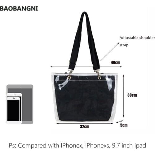 New Double Sided Transparent Jelly Bags For Women Girls Clear bag shoulder handbag Large capacity