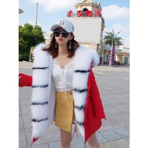 MAOMAOKONG fox fur collar access control hair pie overcoming warmth plus velvet thick lining mid-length coat women