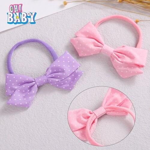 6.5cm Lovely Dot Baby Bow Headband Soft Nylon Headbands for Kids Elastic Girls Hair Bands Hair Bows Children Hair Accessories