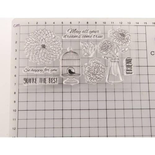 Birdcage Flower CLEAR STAMPS DIY Scrapbooking Card Album Paper Craft Rubber Transparent Silicon Clear Stamp