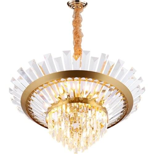 Postmodern light luxury crystal single head chandelier all copper dining room bedroom bedside chandelier lighting
