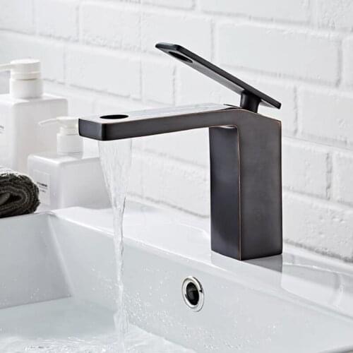 LIUYUE Basin Faucets Brass Brushed Nickel Unique Round Hole Design Faucet Wash-Basin Single Hole Cold Hot Bathroom Mixer Taps