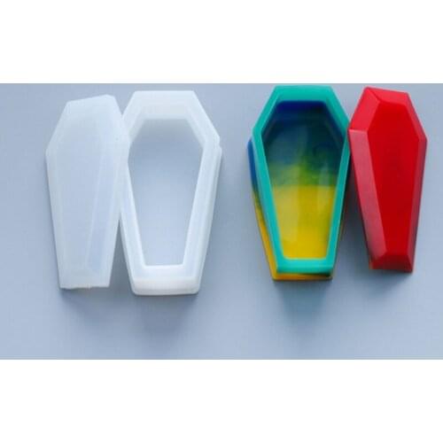 Resin Crystal Epoxy Mold Coffin Trinket Box Silicone Mould Container Making Tool F3MF