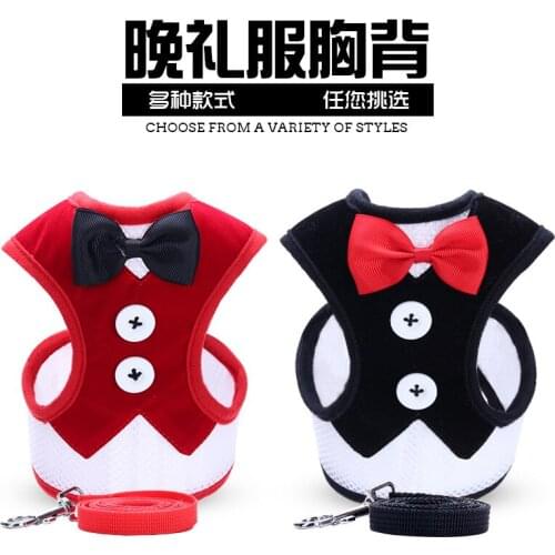 Dog leash small dog vest bow tie chest strap