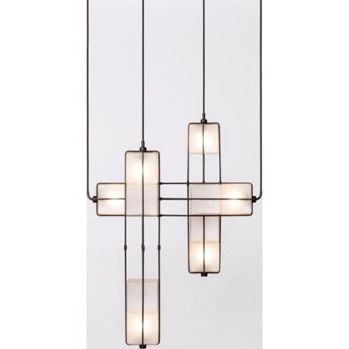 Modern Creative Restaurant Chandelier Glass Chinese Art Simple Study Bedroom Lamp Restaurant Exhibition Hall Suspension PA0732
