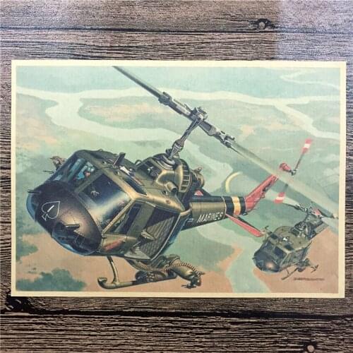 Top fashion SPF-091 vintage kraft paper "helicopter gunships"home decorative pictures for bedroom wall art craft sticker 42x30cm