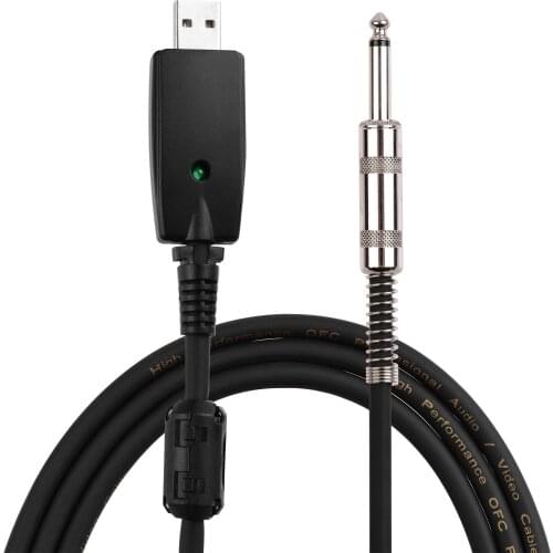 USB Guitar Andio Cable USB Male Interface to 6.35mm (1/4inch) Mono Electric Guitar Connection Cable Professional Guitar