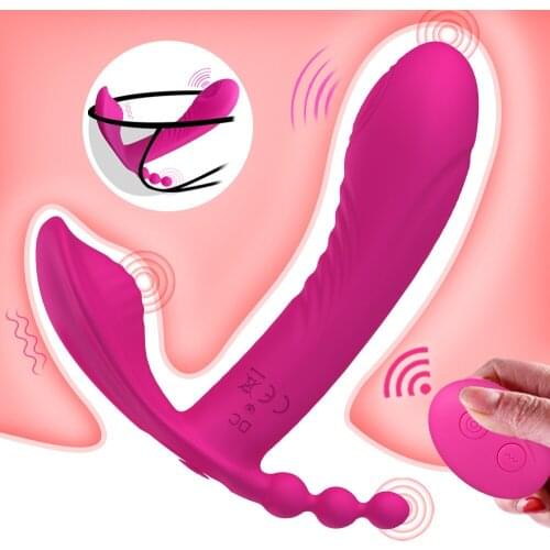 Remote Control Dildo Vibrators Panties for Women 3 in 1 Wearable Clit Anal Clitoris Stimulator Female Masturbator Adults Couples