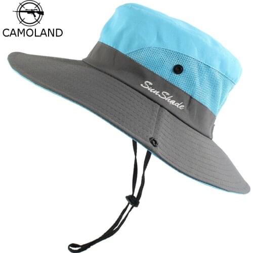 Waterproof Bucket Hat Summer Men Women Sun Hat Fishing Boonie Hat UV Protection Wide Brim Bob Hiking Outdoor Ponytail Panama Hat