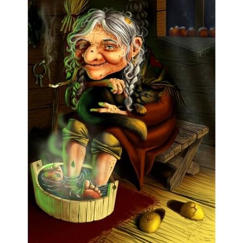 All-round / round diamond 5D DIY diamond painting "cartoon witch feet" 3D embroidery stitch mosaic diamond home decoration gift