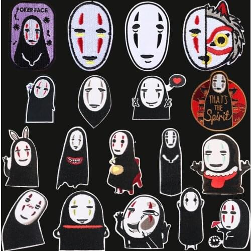 Japanese anime No Face man cartoon character embroidery cloth stickers DIY Ironed on clothes bag decoration gift for children