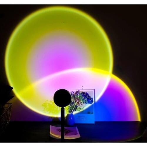 Sunset Rainbow Projector Night Lights Usb Bedside Table Lamps Bar Light New