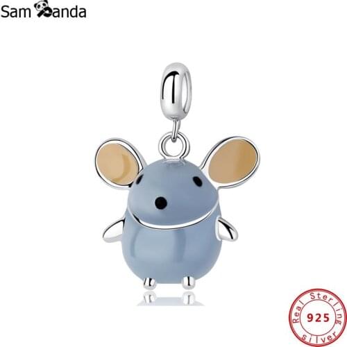 925 Sterling Silver Beads Charms Fit Original Bracelet Chinese Zodiac Mouse Pendant Charm For Women DIY Necklace Jewelry