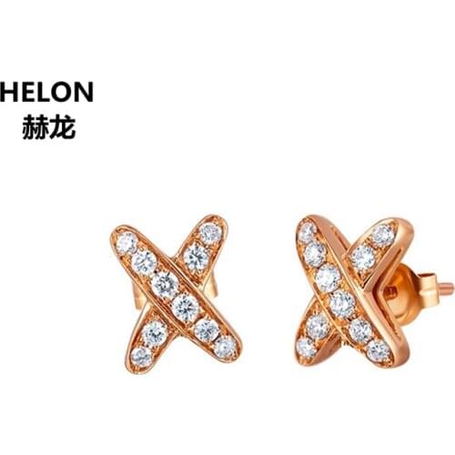 1/10ct 100% Natural Diamonds Stud Earrings Solid 14k Rose Gold Unique Women Earrings Party Fine Jewelry Engagement Wedding Gfit