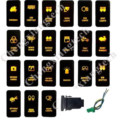 Orange Led Light Bar Car Push Button Switch For Toyota Prado Landcruiser Hilux FJ Cruiser Replacement + Jumper Wires Set