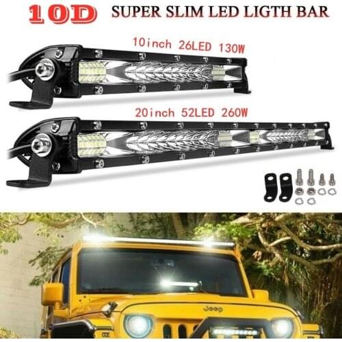 10D 10 20inch 130w 260w Ultra-Thin LED Light Bar Combo Spotlight Flood Beam led bar 4x4 ATV Running Lights Car Work Light