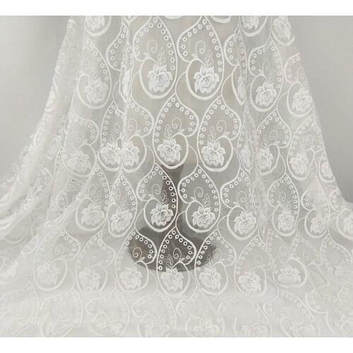 2yards High Quality African French Organza Lace Fabric Guipure Embroidered Tulle Lace For Nigerian Wedding Dress Sewing Material