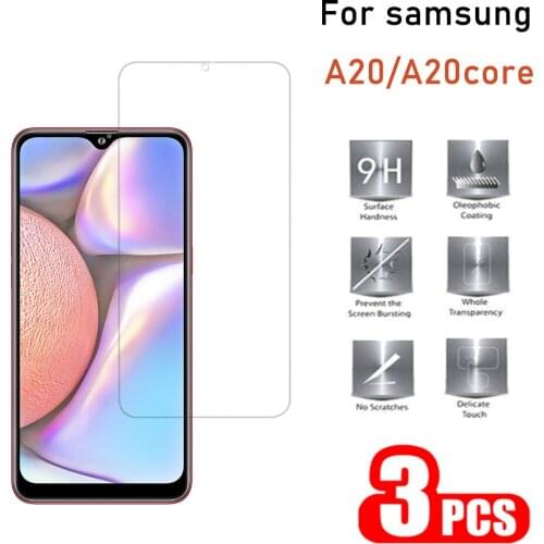 3PCS Protective Glass For Samsung A20 A20core Screen Protection on For Samsung A20 A20core HD Safety Glass