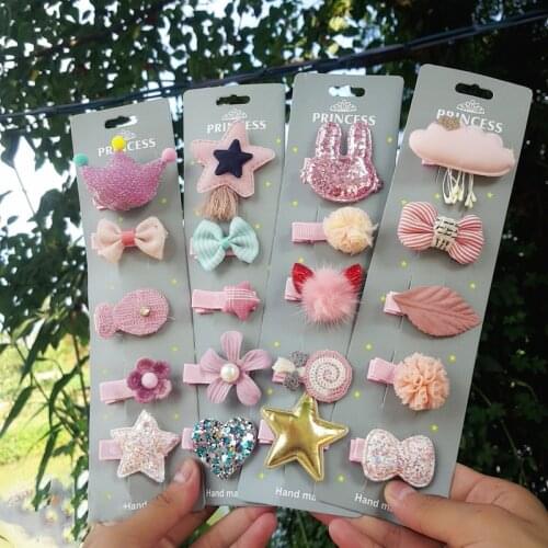 5pcs/set New Children Cute Flower Hair Clips Bows Princess Hairpin for Kids Girls Side Hairgrips Various styles Headdress
