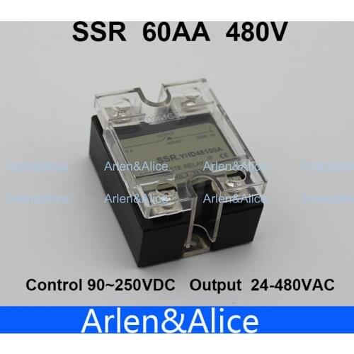 60AA SSR input 90-250V AC load 24-480V AC High voltage single phase AC solid state relay