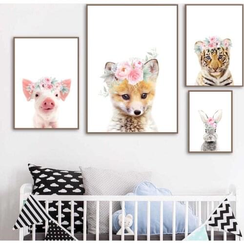 5D DIY Diamond Embroidery Cute Cartoon Animal Lion Elephant Fox Tiger Wall Art Diamond Painting Nordic Wall Kids Room Decor