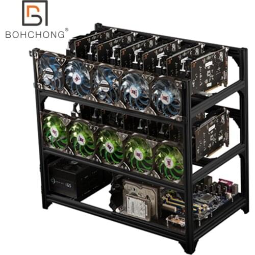 Hot Selling 2 Layer 12 GPU Aluminum Stackable Open Air Mining Miner Frame Rig Case