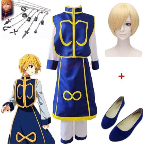Anime HUNTER x HUNTER Kurapika Kurta Cosplay blue Costume cos wigs For Adult Men Women Kids Halloween Full Outfits Custom Made