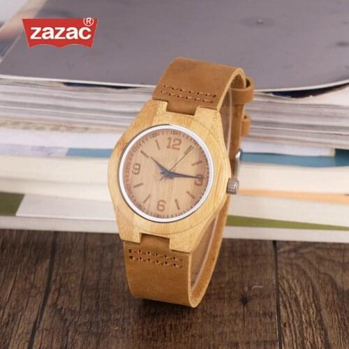 Zazac Watch Women relogio masculino Quartz Watches ladis Bamboo Wood Couple Wristwatches Ideal Gifts clock Items Drop Shipping