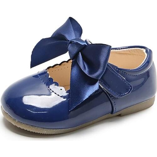 Children Girl PU Shoes Fashion Princess Dance Bow Shoes Non-slip Kids Party Footwear Flats Casual Single First Walkers