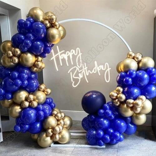 Wedding Birthday Party Event Celebration Decor Sapphire Blue Latex Balloon Garland Orange Balloon Arch Baby Shower Decoration