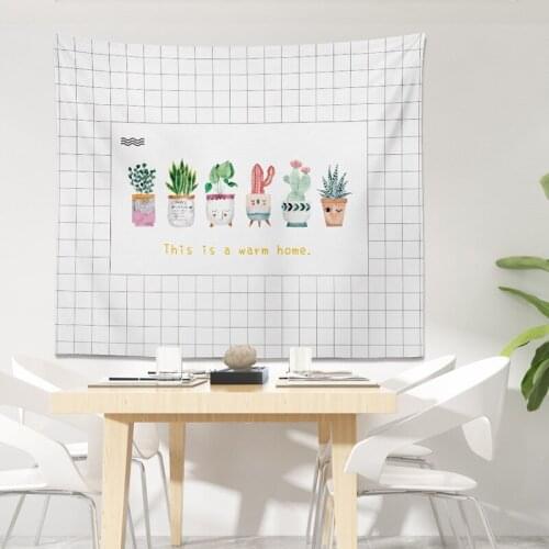 Tapestry Nordic Ins Hanging Cloth Small Fresh Green Plant Background Homestay Dormitory Renovation Bedside Decorative Wall