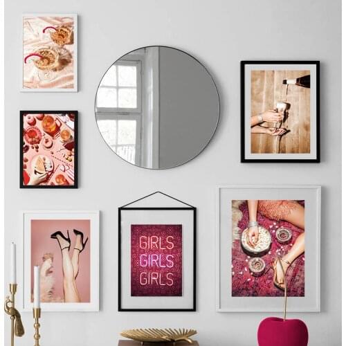 Pink Pineapple Champagne High Heels Quote Wall Art Canvas Painting Nordic Posters And Prints Wall Pictures For Living Room Decor