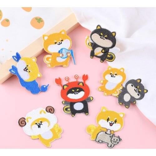 Kawaii Japan Shiba Inu Pet Dog Motif Collection Self Adhesive Patch Children Bag Backpack Clothes Embroidered Diy Sticker