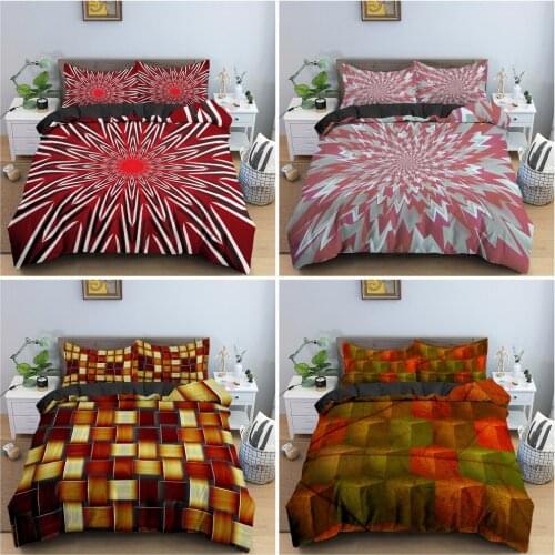 3D Geometry Bedding Set Bedroom Abstract Style Duvet Cover Set Pillowcase King Queen Twin Single Bedclothes Home Decor 2/3PCS