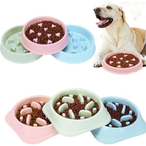 Anti Choke Pet Feeder Useful Cat Dog Slow Down Eating Food Bowl Puppy Prevent Obesity Healthy Diet Plastic Feeding Dish Pet Bowl