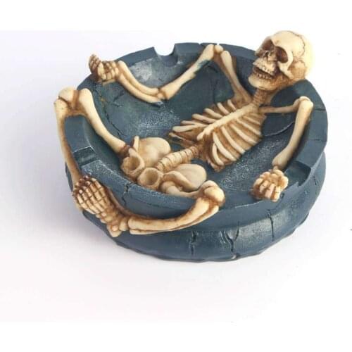 Round Resin Skull Ashtray Silicone Mould Desk Decoration Ornament Craft Home Bar Decor Cigar Holder Molds