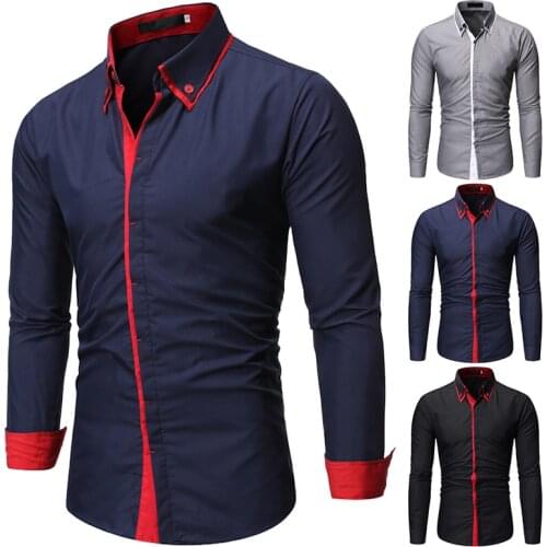 Mens Casual Button Down Shirts Dress Shirts Solid Business Shirts