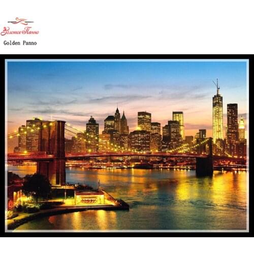 Golden Panno,Needlework,DIY DMC Cross stitch,Sets For Embroidery kit 14ct unprinted cotton thread New York Cross-Stitching