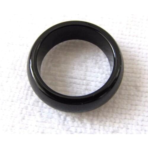 New natural black onyx hand carved band ring size7-11