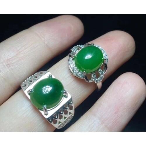 Couple Rings Set Natural Hetian Jasper Lovers Ring Free shipping Finger ring Natural real Hetian Jasper 925 sterling silver