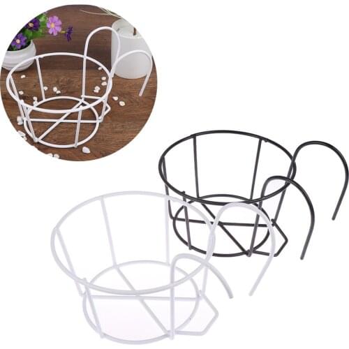 1PCS Hanging Plant Iron Racks Balcony Round Flower Pot Rack Railing Fence Outdoor Garden Supplies