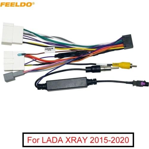 FEELDO Car 16pin Audio Wiring Harness With Amplifier Antenna For LADA XRAY Aftermarket Stereo Installation Wire Adapter