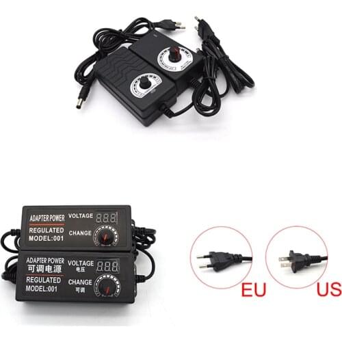 Adjustable Adapter Power Supply 3V 9V 12V 24V Transformer 100 240V AC To DC 1A 2A Adjustable With Display Adaptor For US EU Plug
