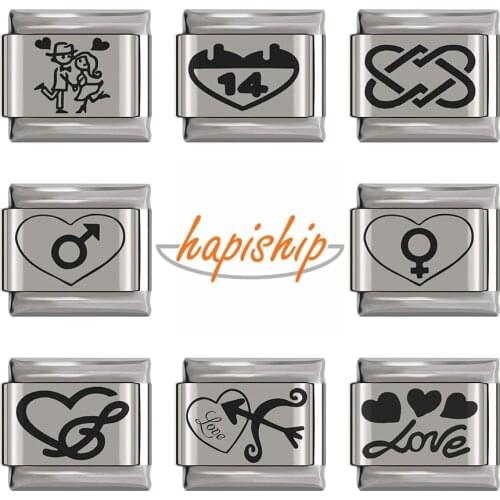 Hapiship 2020 New Original Daisy Infinite Love Boy Girl Couples Charm Fit 9mm Bracelet Stainless Steel Jewelry DIY Making DJ278