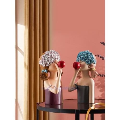 Creativity Lovely Resin Character Sculpture Abstract Bubble Girl Handicraft Furnishings Modern Home Decoration Childrens Room