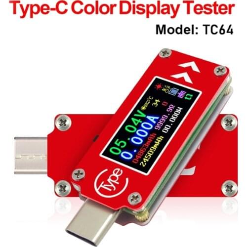 RD TC64 Type-C USB Tester Voltage Current Meter Quick PD Charger Testing Monitor 0-120W TC64 0℃-45℃/32℉-113℉ 2Hz